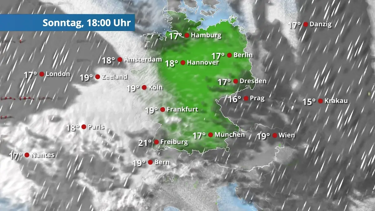 Ziemlich viele Regenwolken unterwegs Der Regen- und Wolkenfilm für 48 Stunden