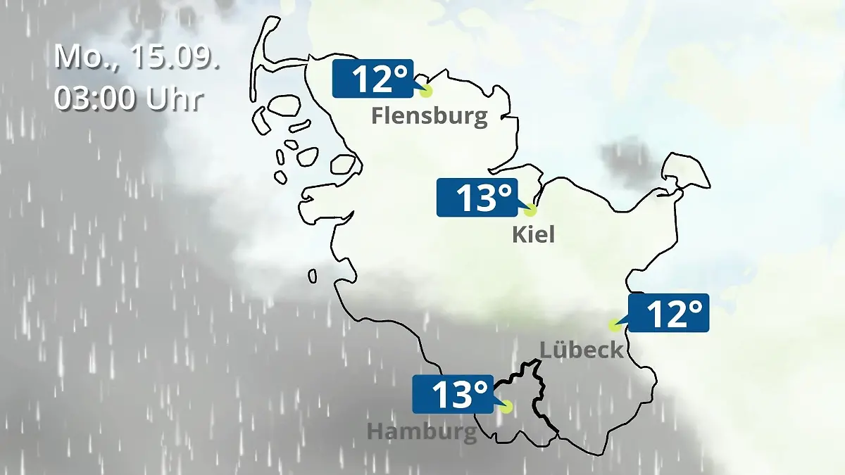 Hamburg, Schleswig-Holstein: Wie wird das Wetter? Regen- und Wolkenfilm für die Nordsee- und Ostseeküste