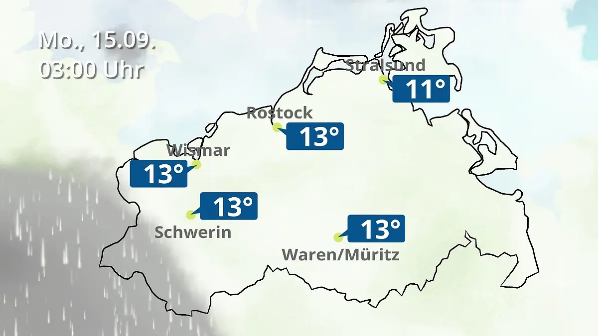 Mecklenburg-Vorpommern: Wie wird das Wetter? Regen- und Wolkenfilm für Rostock, Rügen und die Ostseeküste