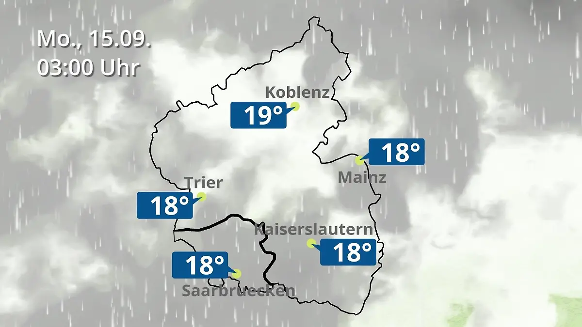 Rheinland-Pfalz, Saarland: Wie wird das Wetter? Regen- und Wolkenfilm für Mainz, Koblenz und Trier