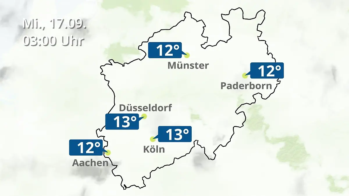 Nordrhein-Westfalen: Wie wird das Wetter? Regen- und Wolkenfilm für Köln, Düsseldorf und Münster