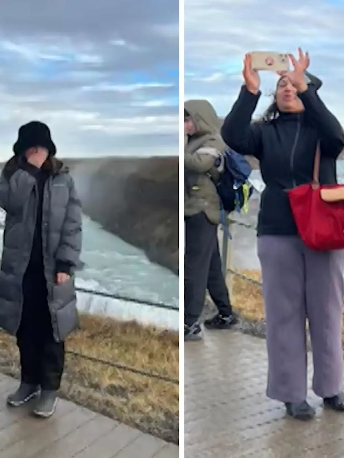 Es war der perfekte Moment! Jordan McGowans Freund kniet vor ihr. Es sollte ein Bild für die Ewigkeit werden – nicht nur wegen der malerischen Kulisse, sondern weil eine Touristin die beiden Liebenden übersehen hat und in aller Ruhe ein Foto vom Wasserfall machen wollte. Wir zeigen den romantischen Moment im Video.