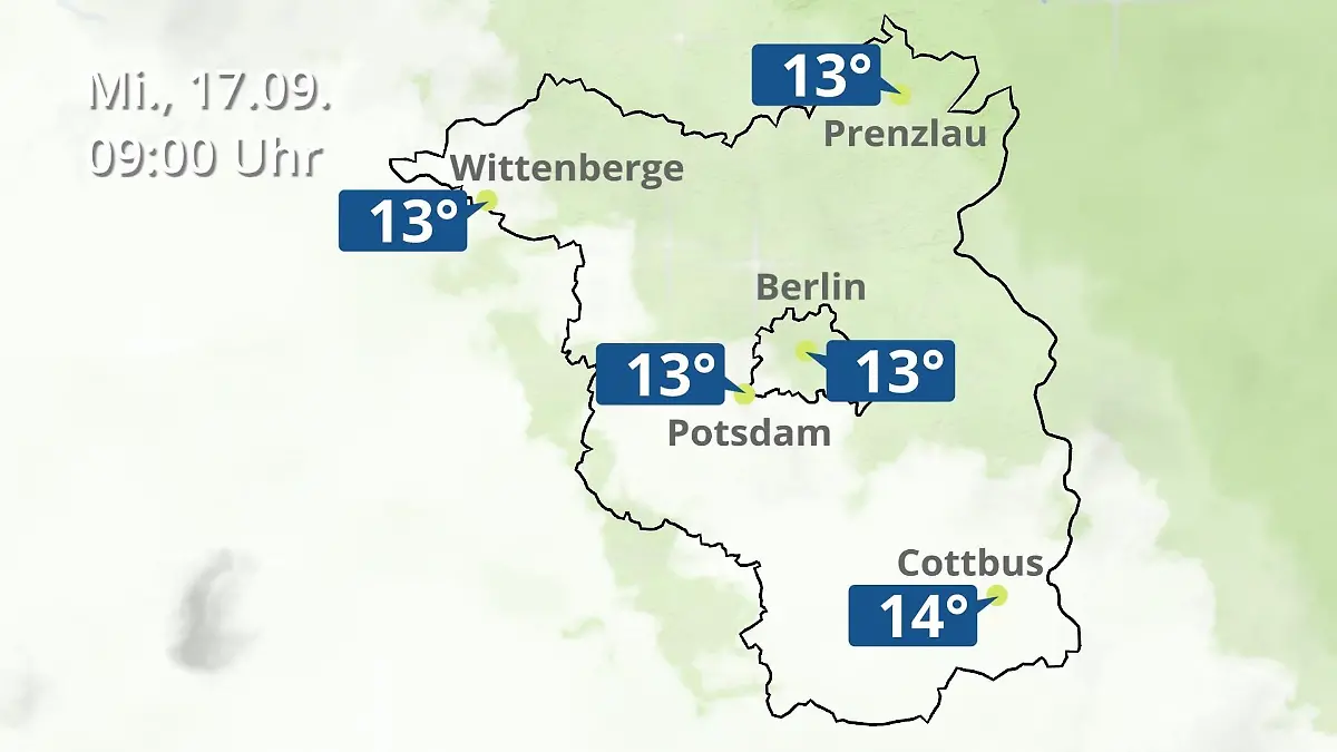 Berlin und Brandenburg: Wie wird das Wetter? Regen- und Wolkenfilm für Potsdam, Cottbus und Wittenberge