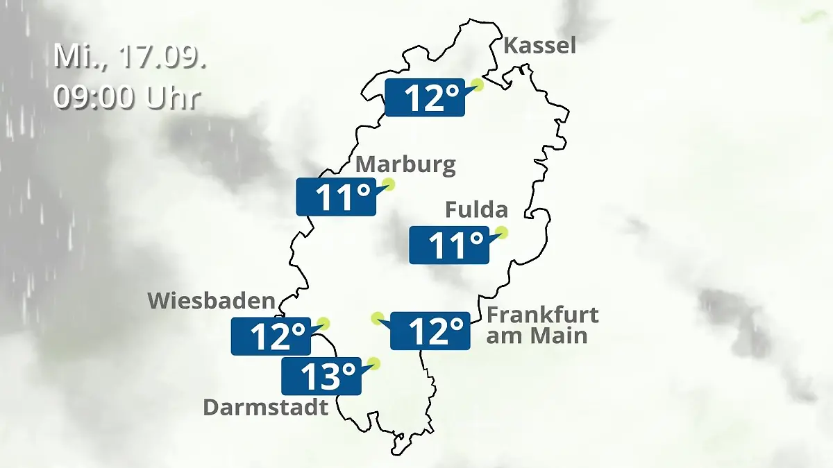 Hessen: Wie wird das Wetter? Regen- und Wolkenfilm für Frankfurt am Main und Wiesbaden