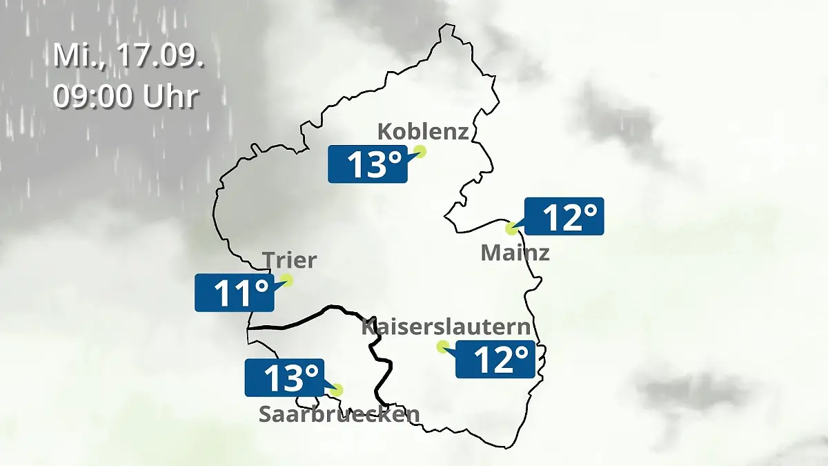 Rheinland-Pfalz, Saarland: Wie wird das Wetter? Regen- und Wolkenfilm für Mainz, Koblenz und Trier
