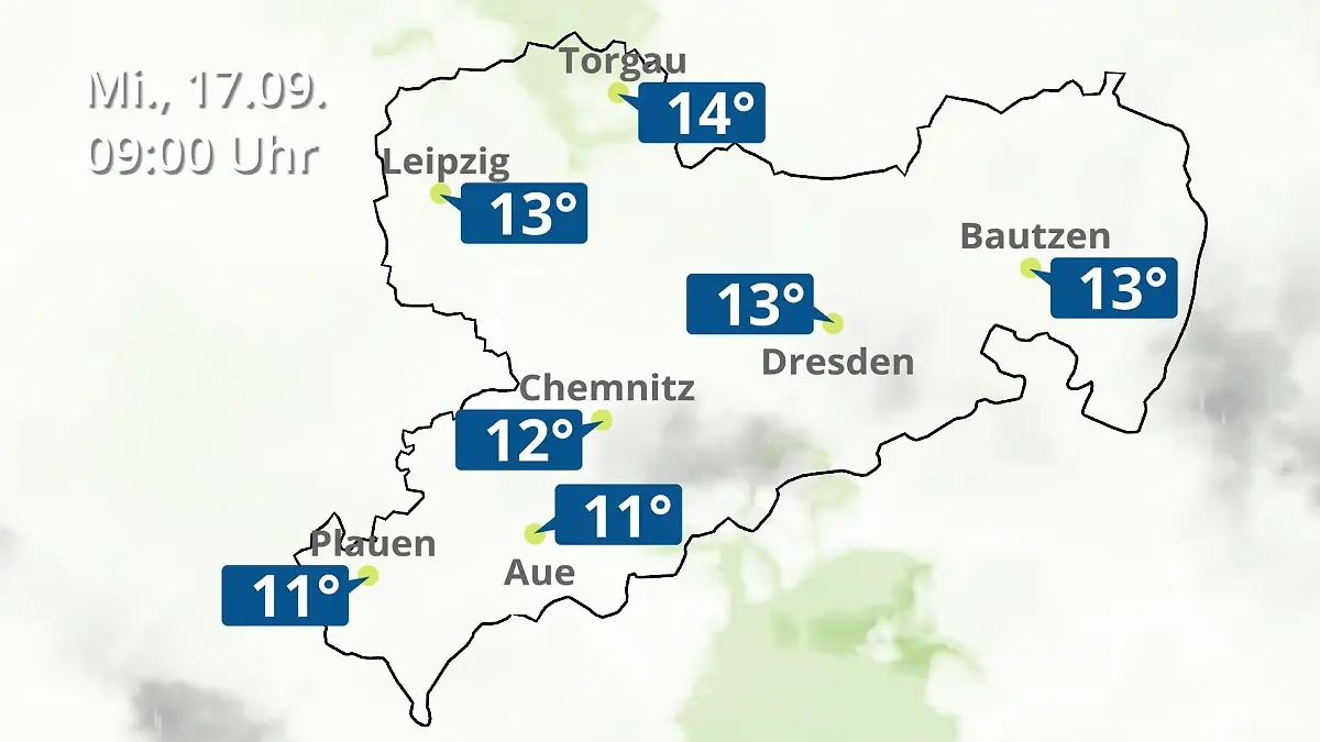 Sachsen: Wie wird das Wetter? Regen- und Wolkenfilm für Chemnitz, Dresden und Leipzig