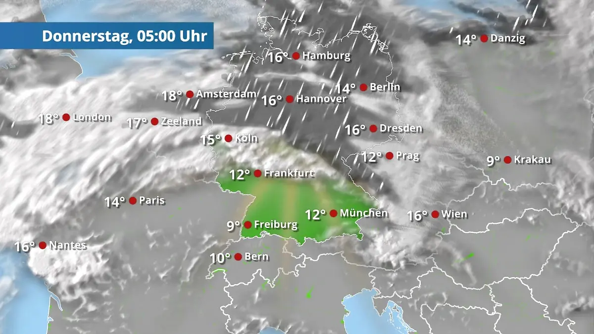 Unruhiges Wetter im Norden Der Regen- und Wolkenfilm für 48 Stunden