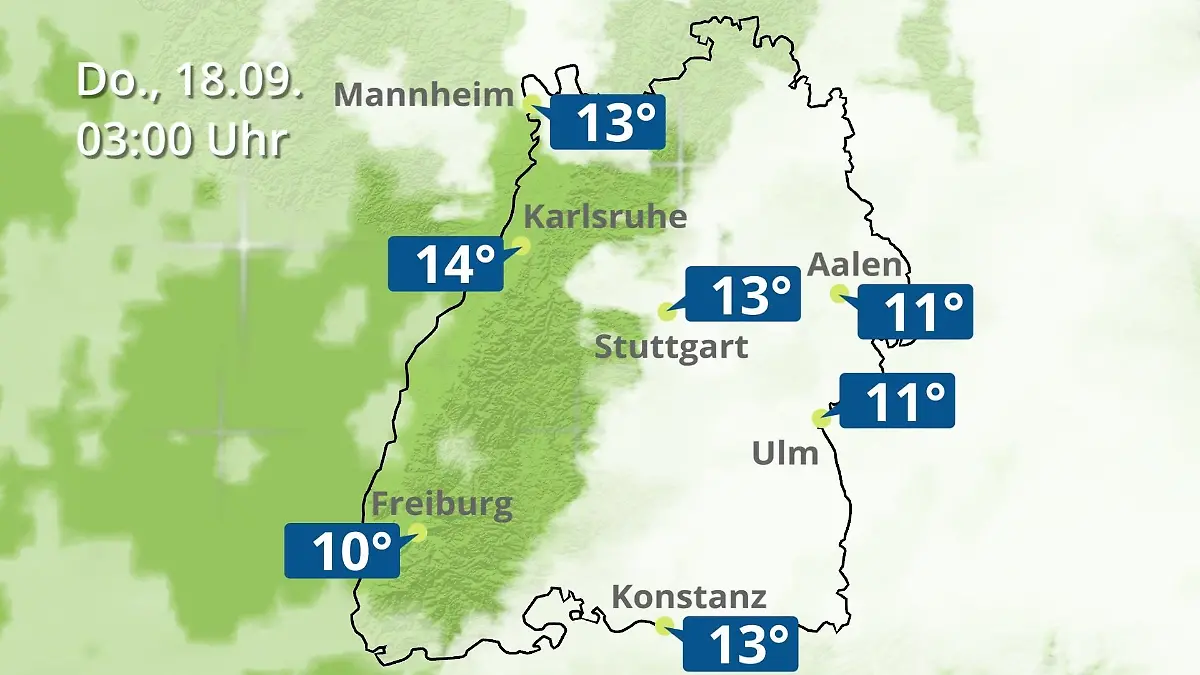 Baden-Württemberg: Wie wird das Wetter? Regen- und Wolkenfilm für Stuttgart, Mannheim und Karlsruhe
