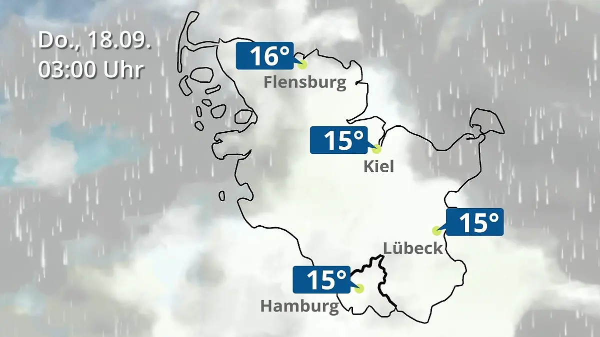 Hamburg, Schleswig-Holstein: Wie wird das Wetter? Regen- und Wolkenfilm für die Nordsee- und Ostseeküste
