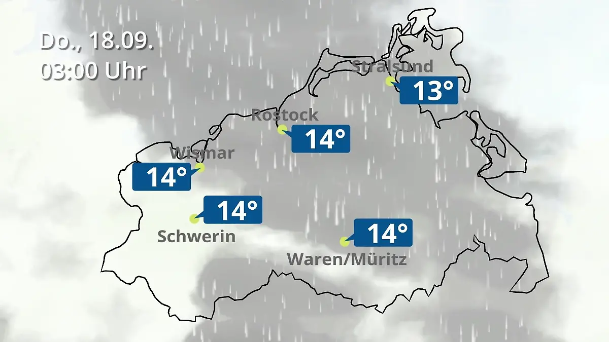 Mecklenburg-Vorpommern: Wie wird das Wetter? Regen- und Wolkenfilm für Rostock, Rügen und die Ostseeküste