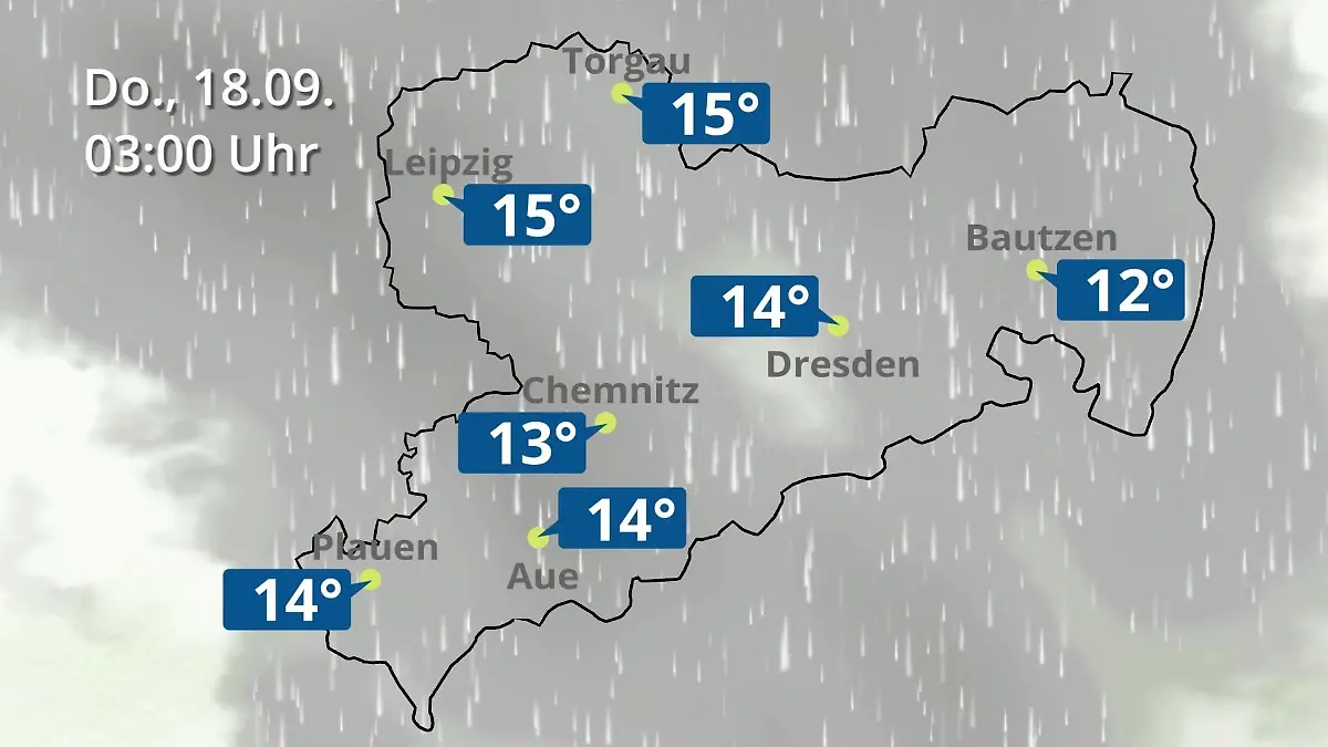 Sachsen: Wie wird das Wetter? Regen- und Wolkenfilm für Chemnitz, Dresden und Leipzig