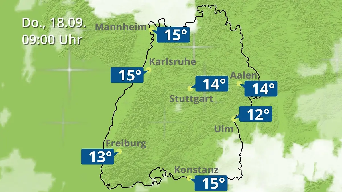 Baden-Württemberg: Wie wird das Wetter? Regen- und Wolkenfilm für Stuttgart, Mannheim und Karlsruhe