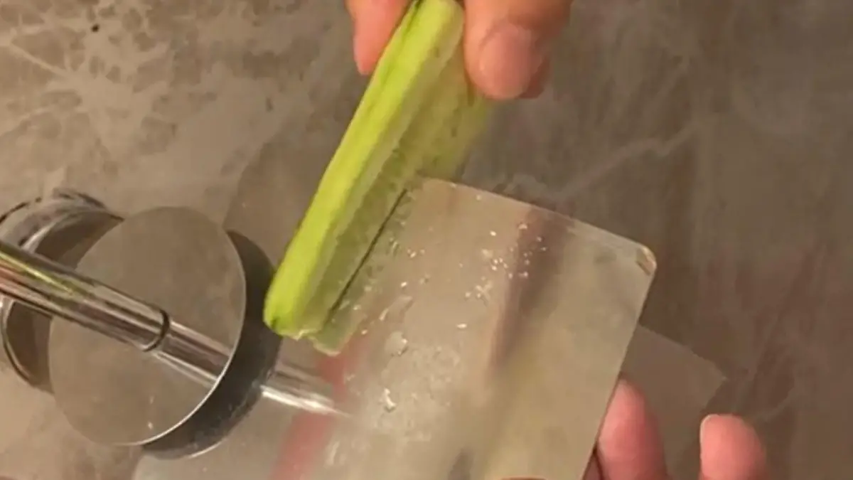Mathias Warsitz macht den Test: Der Toilettenpapierhalter schneidet selbst Gemüse ohne Probleme.