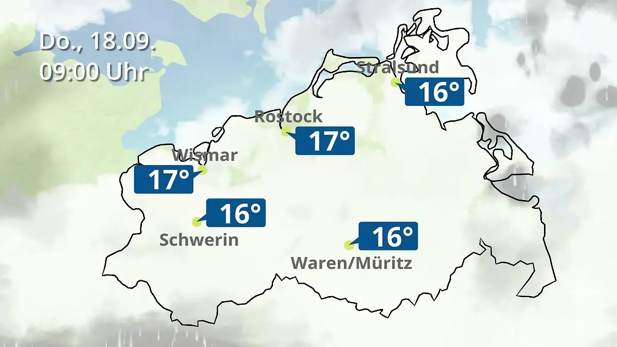 Mecklenburg-Vorpommern: Wie wird das Wetter? Regen- und Wolkenfilm für Rostock, Rügen und die Ostseeküste