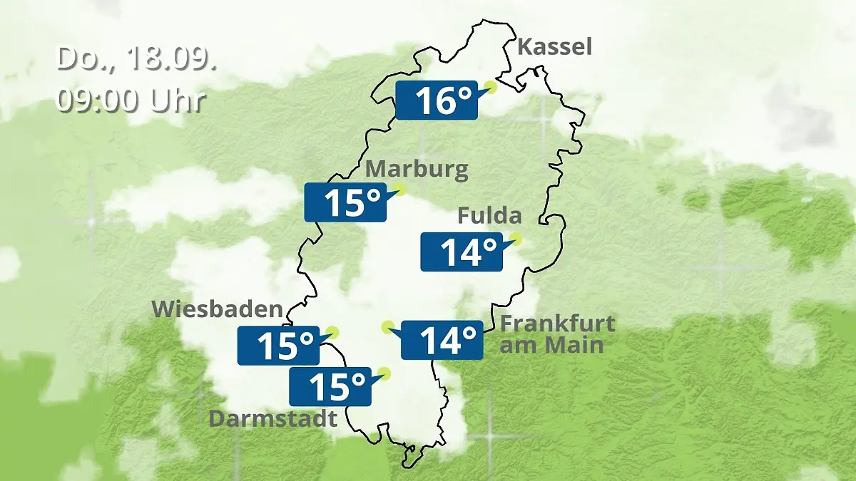 Hessen: Wie wird das Wetter? Regen- und Wolkenfilm für Frankfurt am Main und Wiesbaden