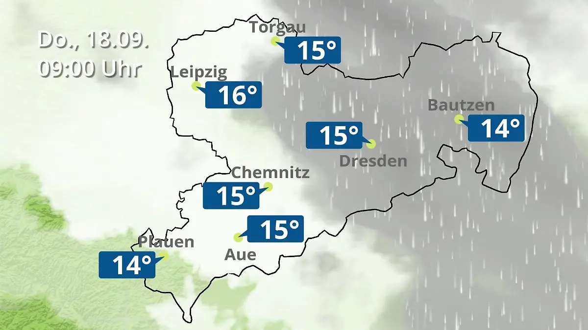 Sachsen: Wie wird das Wetter? Regen- und Wolkenfilm für Chemnitz, Dresden und Leipzig