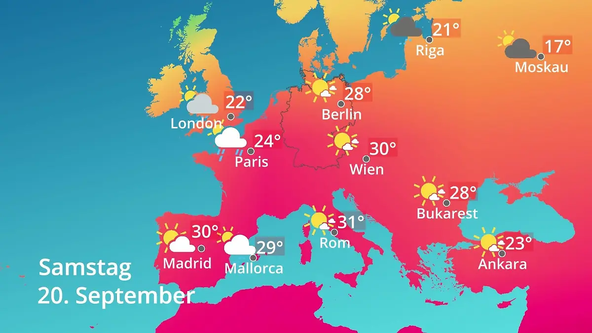 Europa: Wie wird das Wetter? Prognose: Temperaturen von Spanien bis zur Türkei