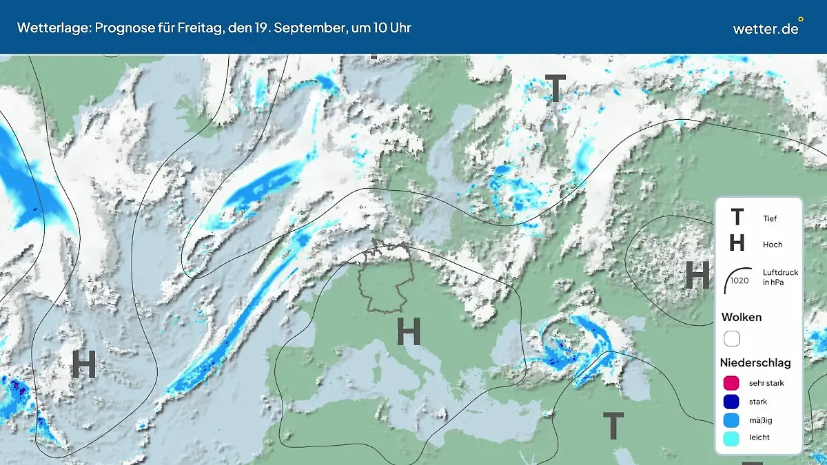 Die Wetterlage der kommenden 5 Tage Hochs und Tiefs über Europa