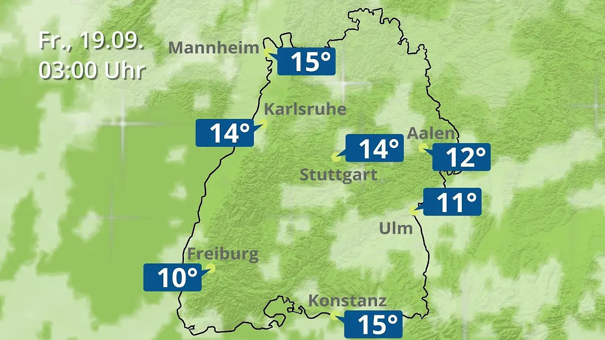 Baden-Württemberg: Wie wird das Wetter? Regen- und Wolkenfilm für Stuttgart, Mannheim und Karlsruhe
