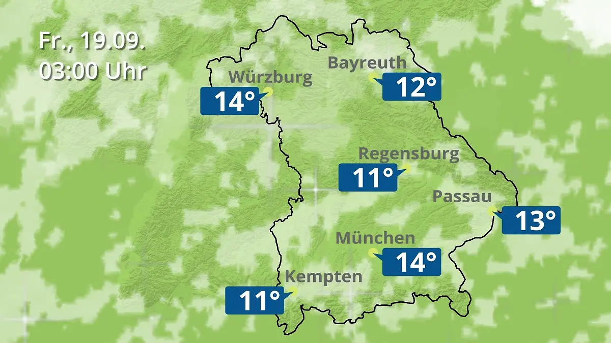 Bayern: Wie wird das Wetter? Regen- und Wolkenfilm für München, Regensburg und Würzburg