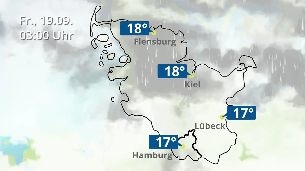 Hamburg, Schleswig-Holstein: Wie wird das Wetter? Regen- und Wolkenfilm für die Nordsee- und Ostseeküste