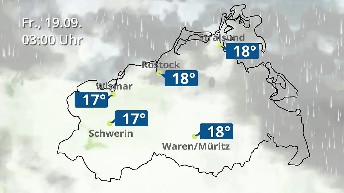 Mecklenburg-Vorpommern: Wie wird das Wetter? Regen- und Wolkenfilm für Rostock, Rügen und die Ostseeküste