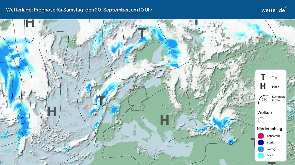 Die Wetterlage der kommenden 5 Tage Hochs und Tiefs über Europa