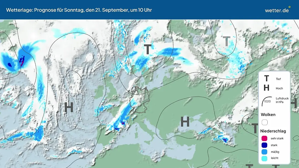 Die Wetterlage der kommenden 5 Tage Hochs und Tiefs über Europa