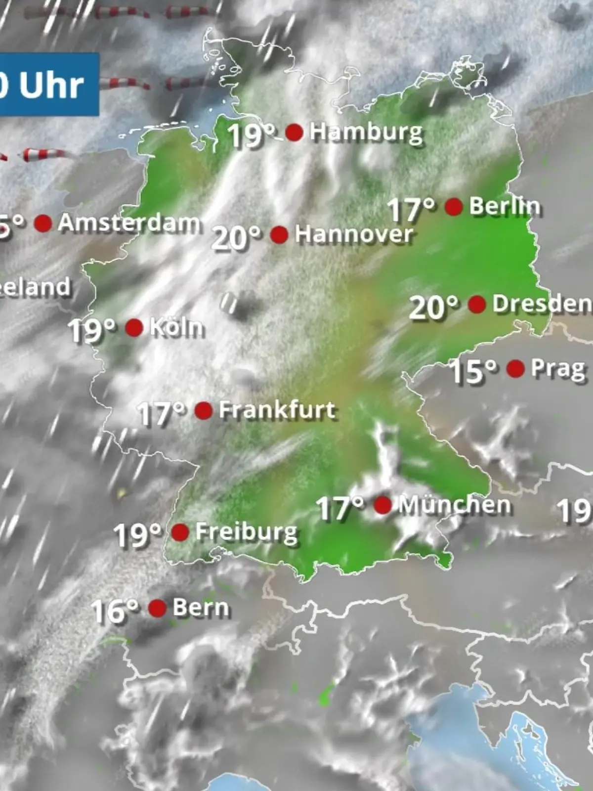 Bild zu: "Regen kommt von Nordwesten in der Nacht"