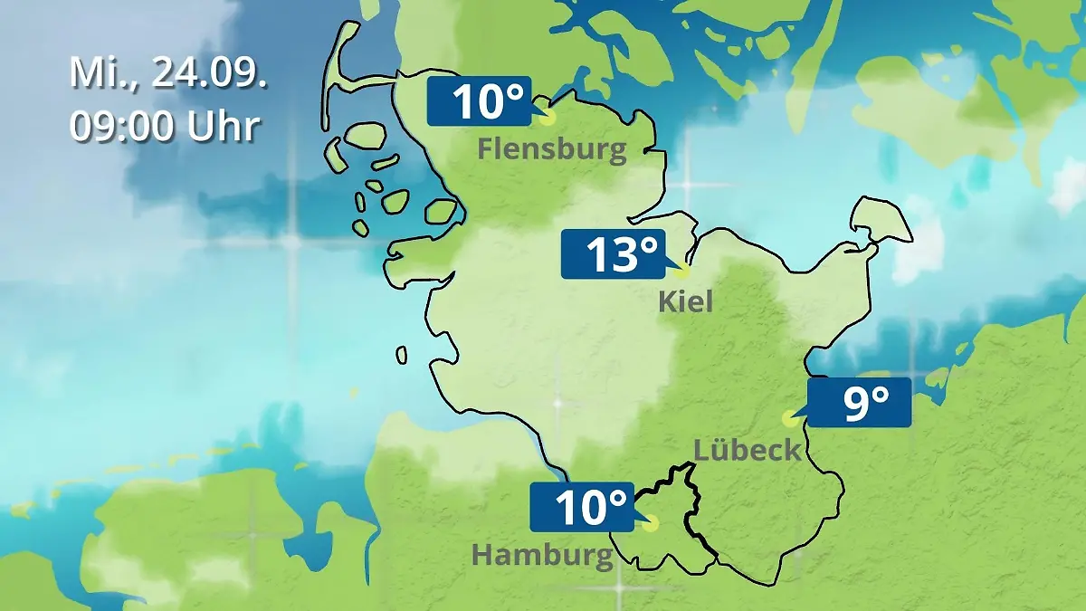 Hamburg, Schleswig-Holstein: Wie wird das Wetter? Regen- und Wolkenfilm für die Nordsee- und Ostseeküste