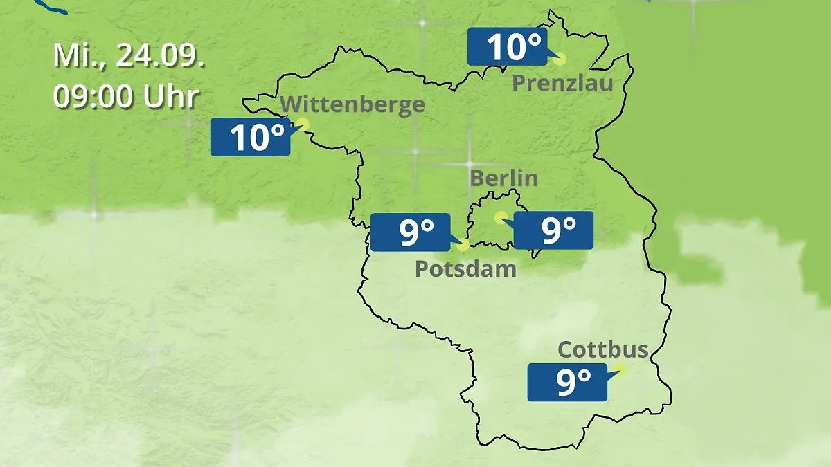 Berlin und Brandenburg: Wie wird das Wetter? Regen- und Wolkenfilm für Potsdam, Cottbus und Wittenberge