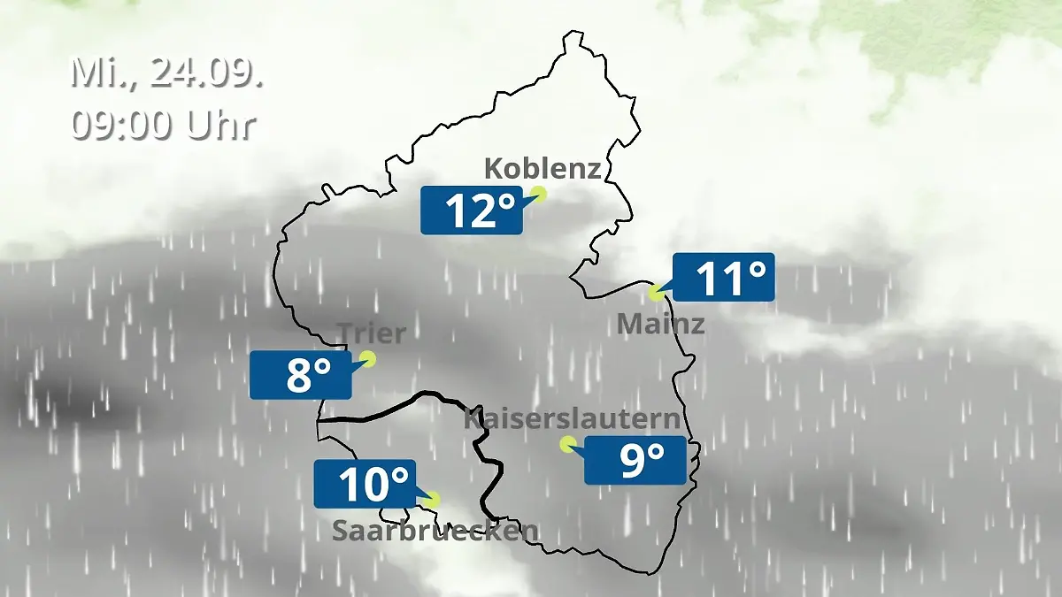 Rheinland-Pfalz, Saarland: Wie wird das Wetter? Regen- und Wolkenfilm für Mainz, Koblenz und Trier