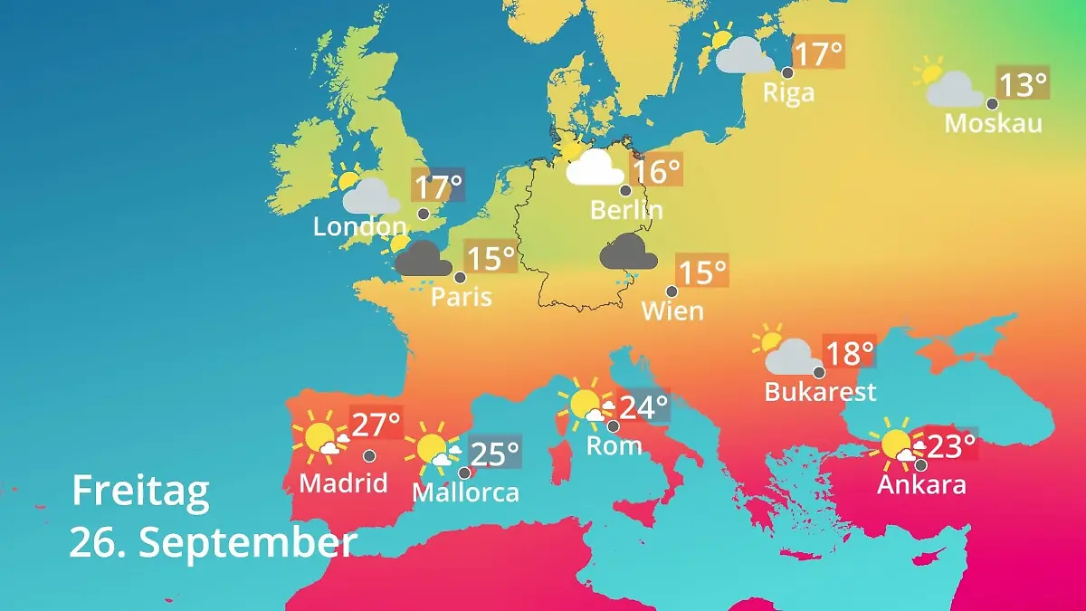 Europa: Wie wird das Wetter? Prognose: Temperaturen von Spanien bis zur Türkei