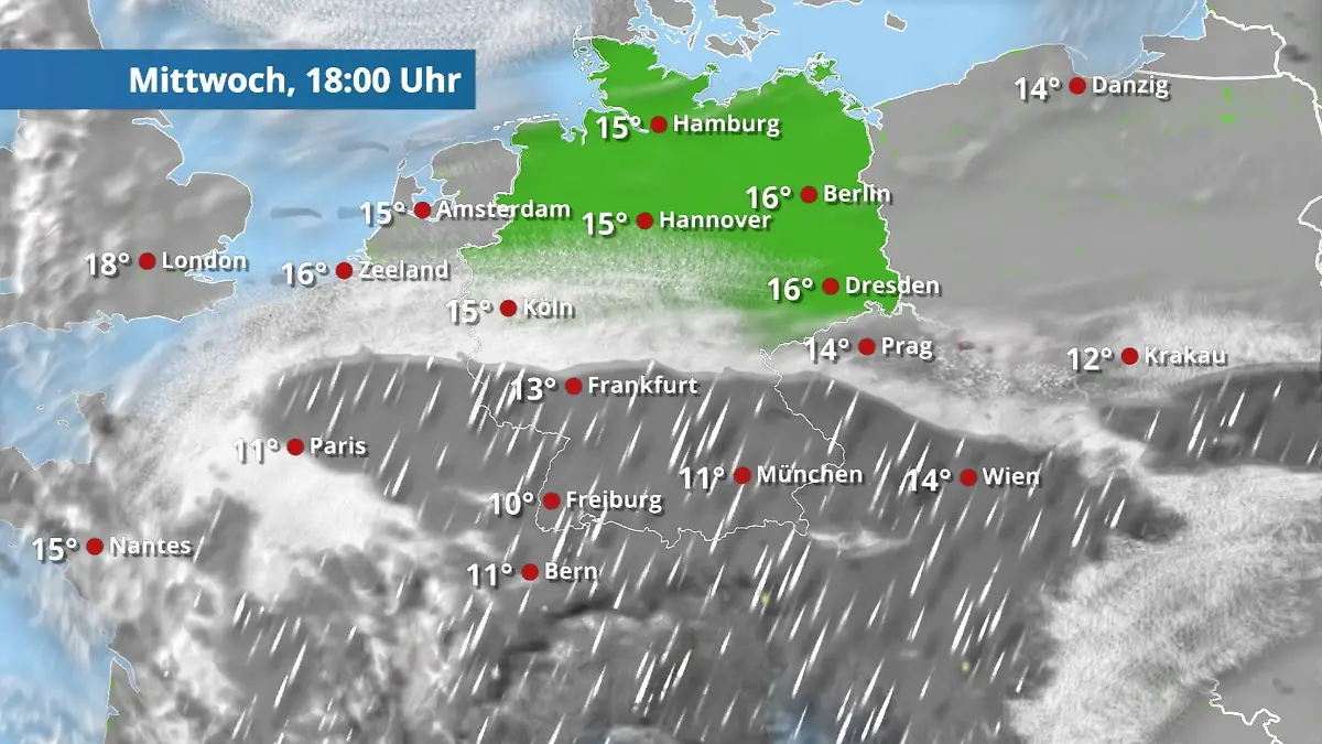 Prognose vom 24. September Der Regen- und Wolkenfilm für 48 Stunden