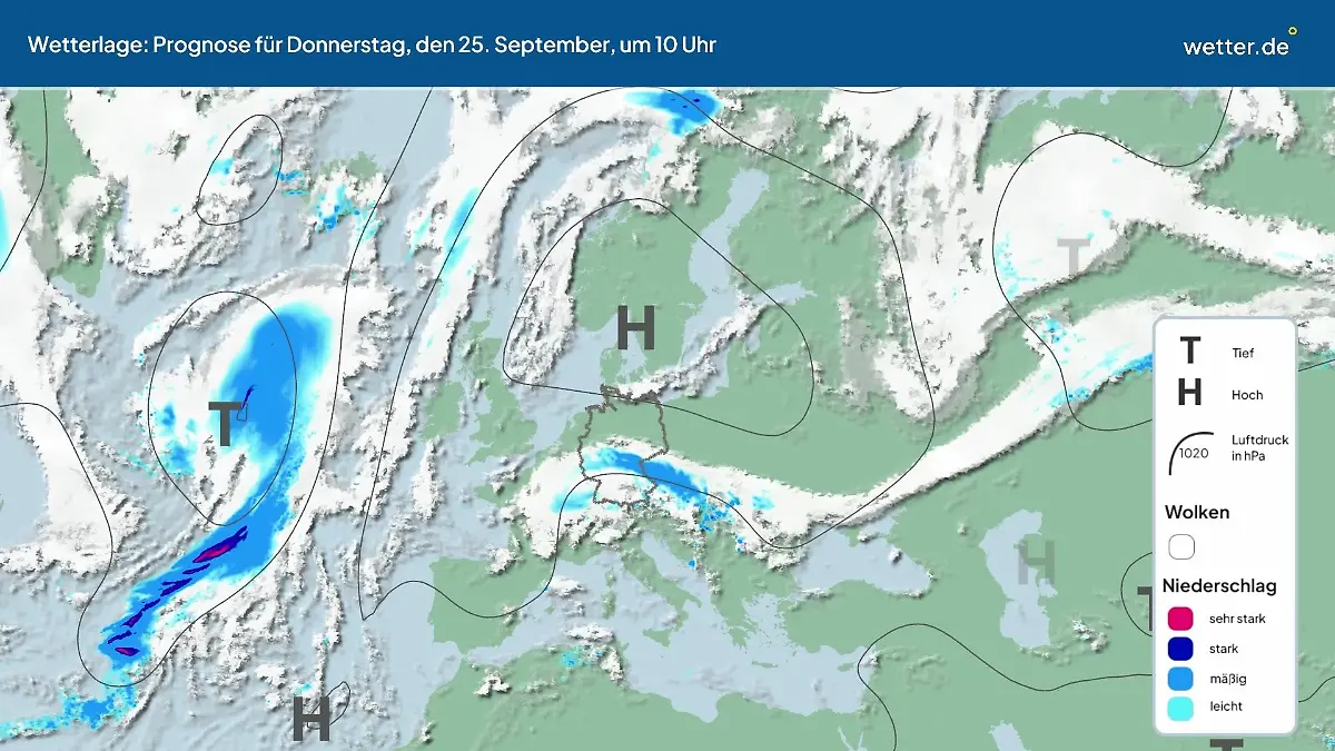 Die Wetterlage der kommenden 5 Tage Hochs und Tiefs über Europa