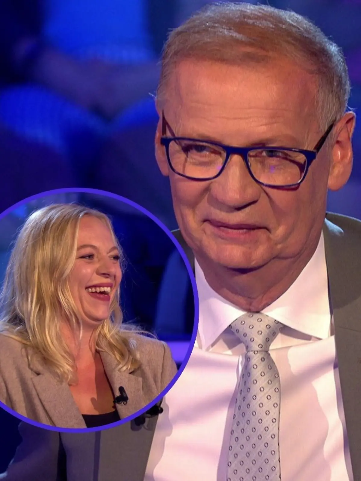 „Wer wird Millionär?”-Moderator Günther Jauch und Kandidatin Julia Zeiher