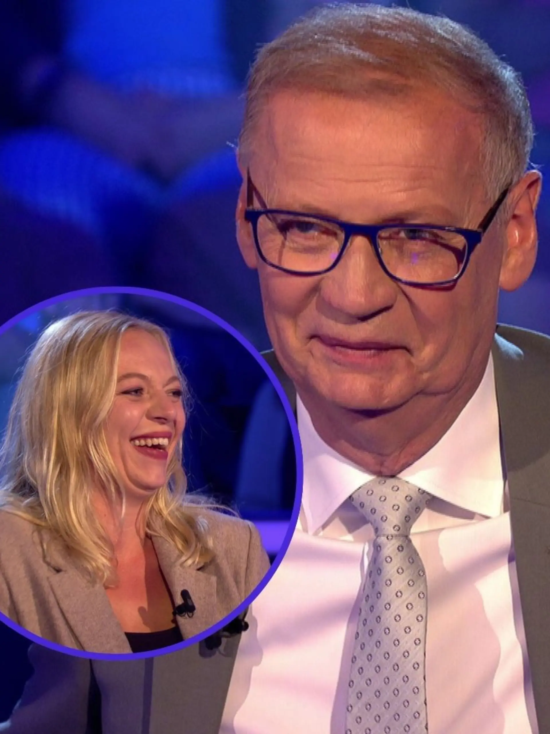 „Wer wird Millionär?”-Moderator Günther Jauch und Kandidatin Julia Zeiher