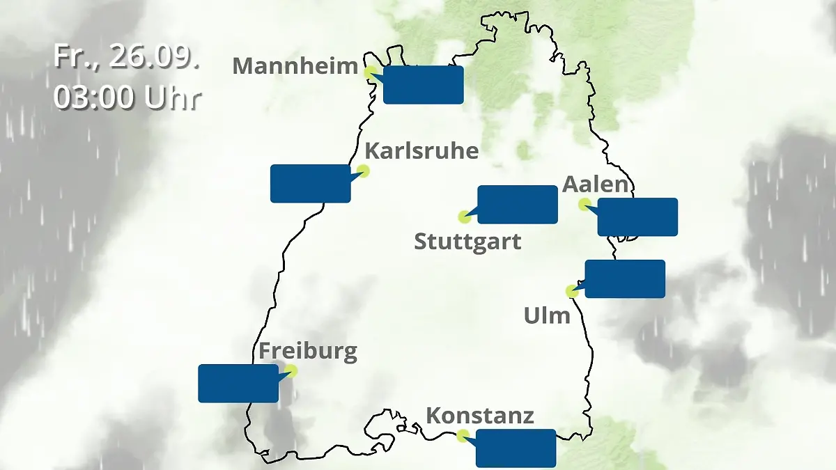Baden-Württemberg: Wie wird das Wetter? Regen- und Wolkenfilm für Stuttgart, Mannheim und Karlsruhe