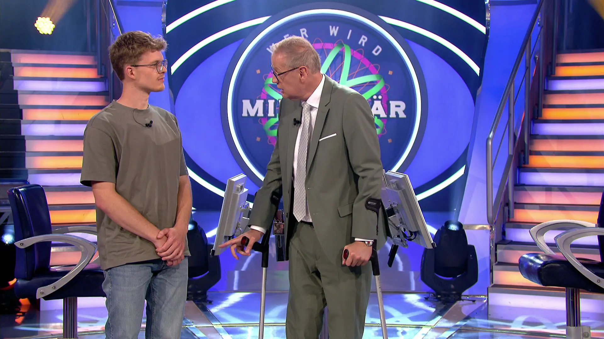 „Wer wird Millionär?”-Moderator Günther Jauch mit Torben Löw
