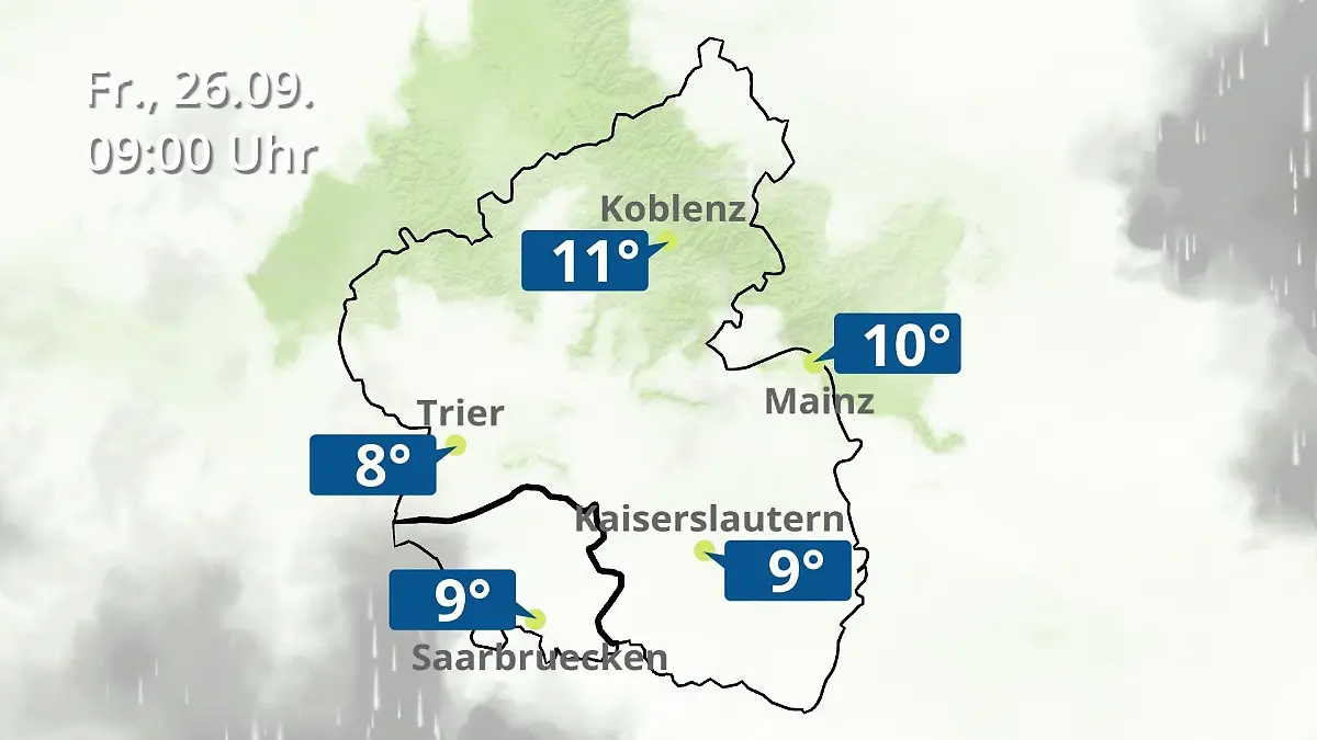 Rheinland-Pfalz, Saarland: Wie wird das Wetter? Regen- und Wolkenfilm für Mainz, Koblenz und Trier