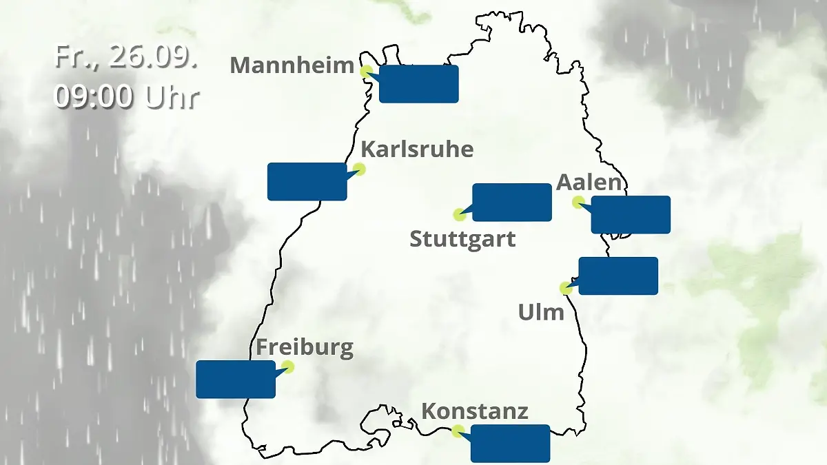 Baden-Württemberg: Wie wird das Wetter? Regen- und Wolkenfilm für Stuttgart, Mannheim und Karlsruhe