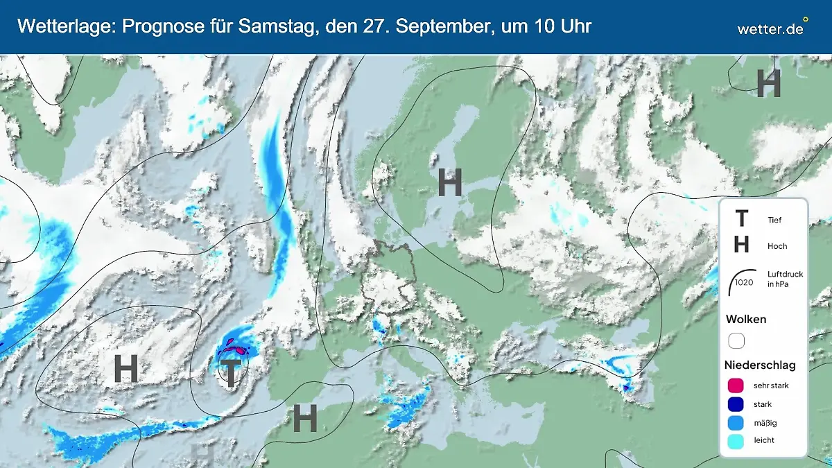Die Wetterlage der kommenden 5 Tage Hochs und Tiefs über Europa