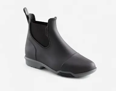 Reitstiefeletten 100 aus Gummi Schwarz/Grau