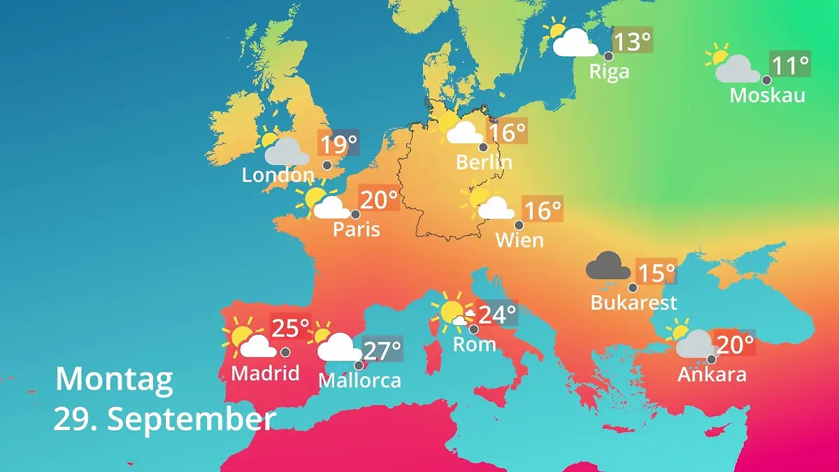 Europa: Wie wird das Wetter? Prognose: Temperaturen von Spanien bis zur Türkei