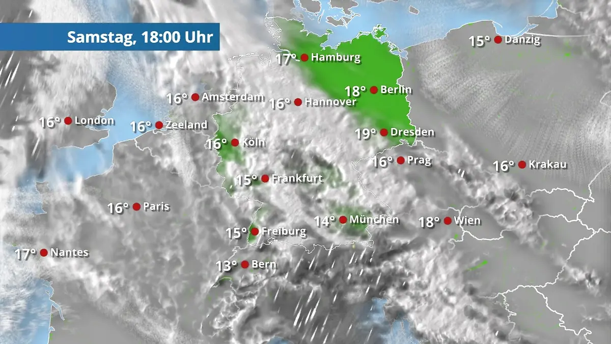 Viele Wolken, Regen im Südwesten und später wieder mehr Schauer Der Regen- und Wolkenfilm für 48 Stunden