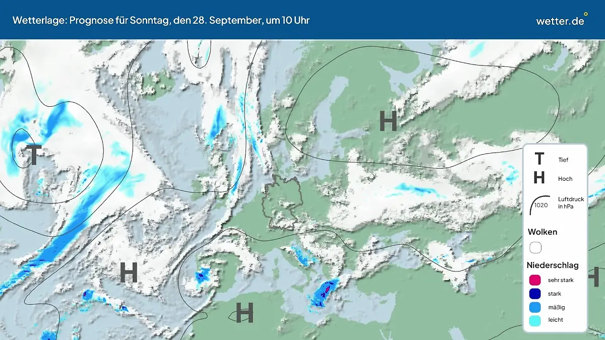 Die Wetterlage der kommenden 5 Tage Hochs und Tiefs über Europa