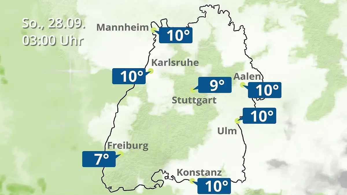 Baden-Württemberg: Wie wird das Wetter? Regen- und Wolkenfilm für Stuttgart, Mannheim und Karlsruhe