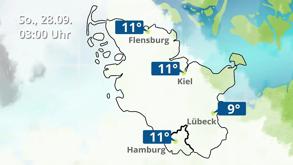 Hamburg, Schleswig-Holstein: Wie wird das Wetter? Regen- und Wolkenfilm für die Nordsee- und Ostseeküste