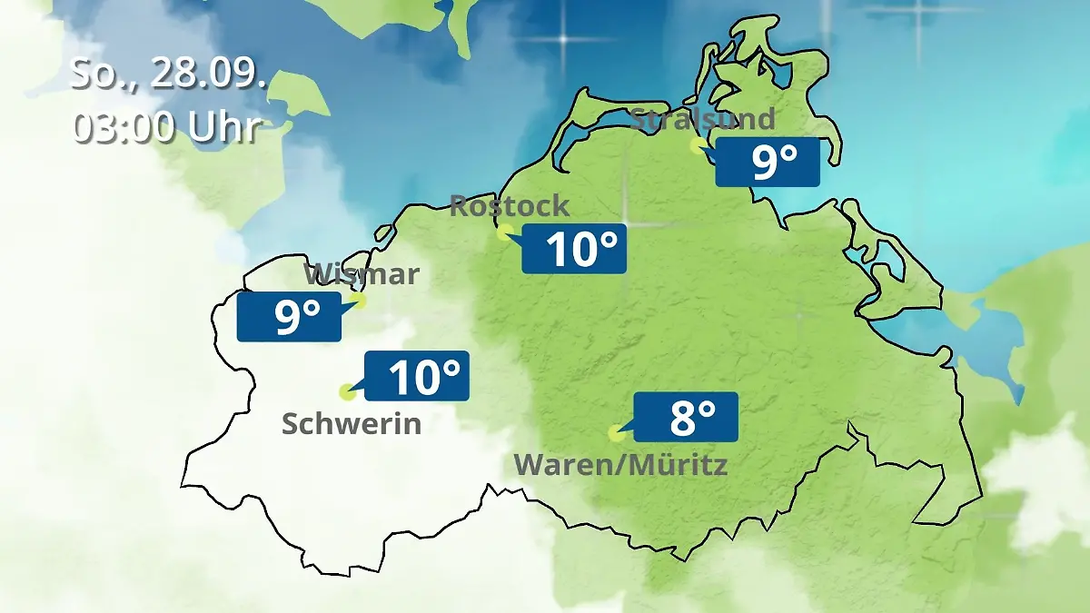 Mecklenburg-Vorpommern: Wie wird das Wetter? Regen- und Wolkenfilm für Rostock, Rügen und die Ostseeküste