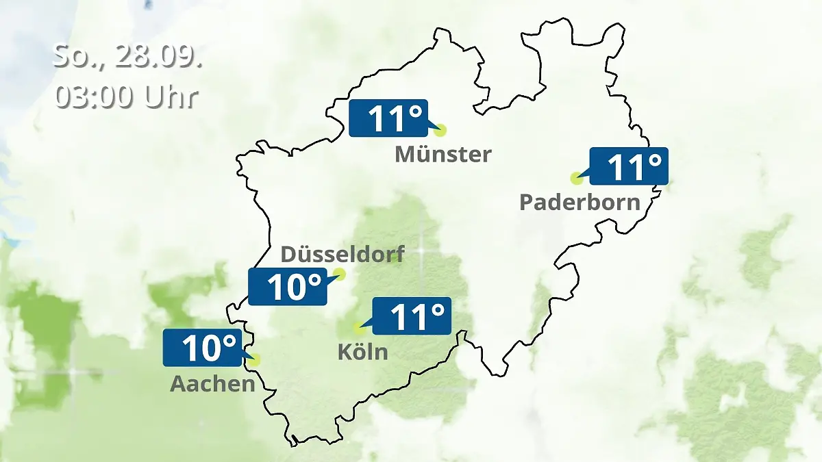 Nordrhein-Westfalen: Wie wird das Wetter? Regen- und Wolkenfilm für Köln, Düsseldorf und Münster